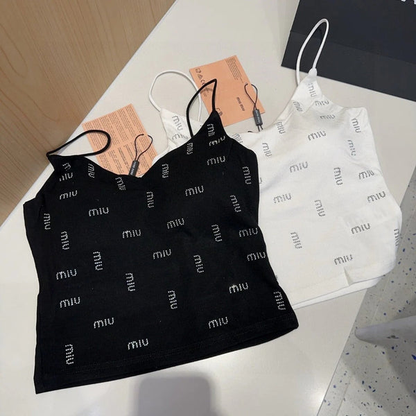 CAMI TOP 640628 IN WHITE COTTON RIBBED KNIT