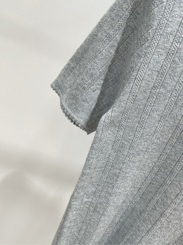 MIUMIU CREW NECK SHORT SLEEVE KNIT TOP 273085