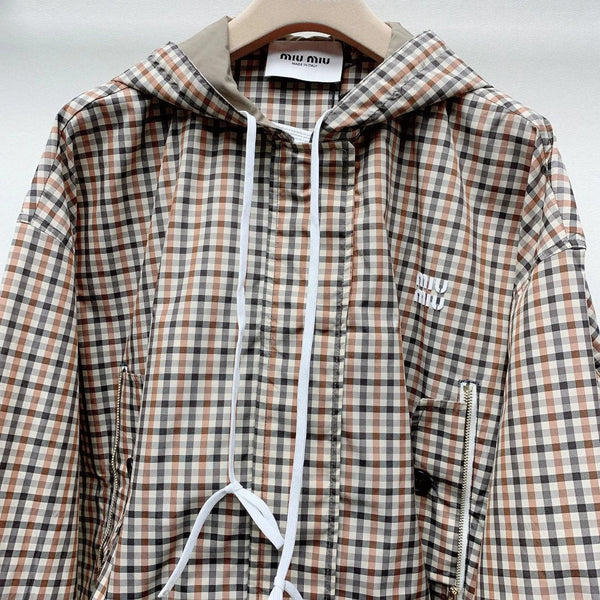 MIUMIU PLAID HOODED JACKET 228063