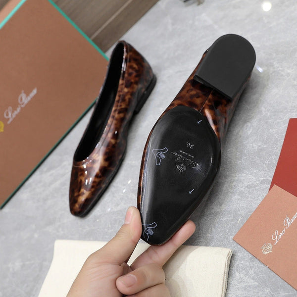 Classic Ballet Shoes In Leopard Print Glossy Leather