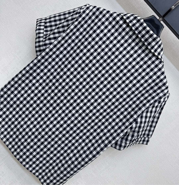 MIU 25S SHORT SLEEVE PLAID SHIRT 264708