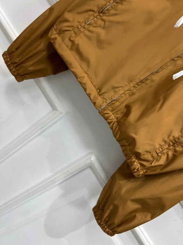 MIU 25S HOODED JACKET BROWN IN NYLON 263023