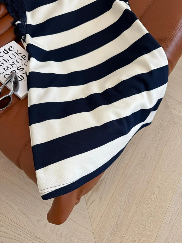 MIU NAVY DRESS WITH WIDE STRIPES 265712
