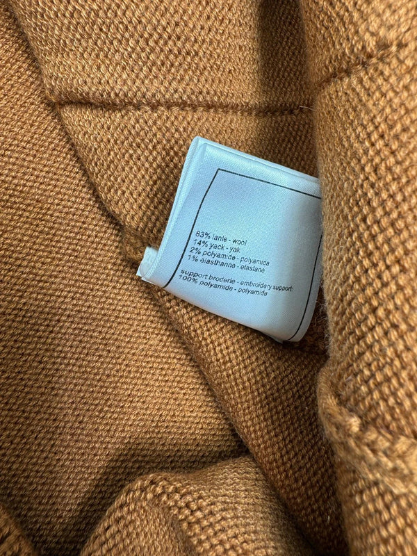 CHANEL HEAVY KNIT CARDIGAN WITH EMBELLISHED FLORAL DETAILS 274877