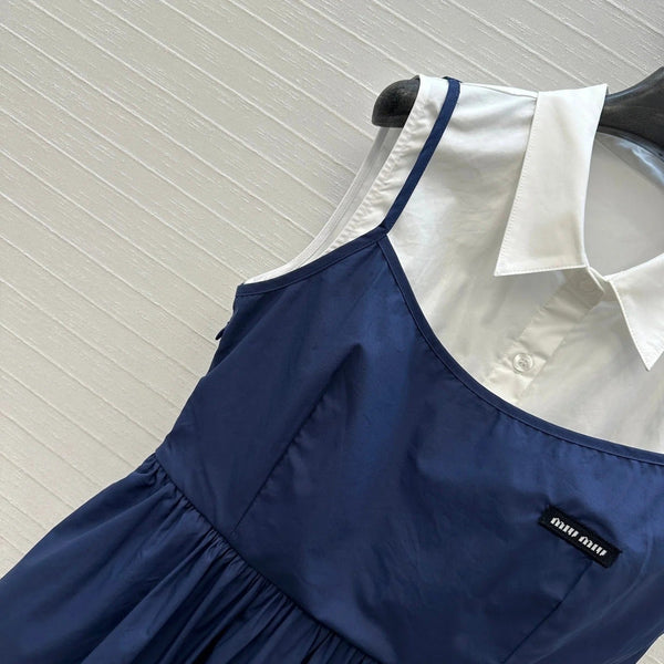 MIUMIU FAUX TWO-PIECE DRESS WITH STRAPS 268351