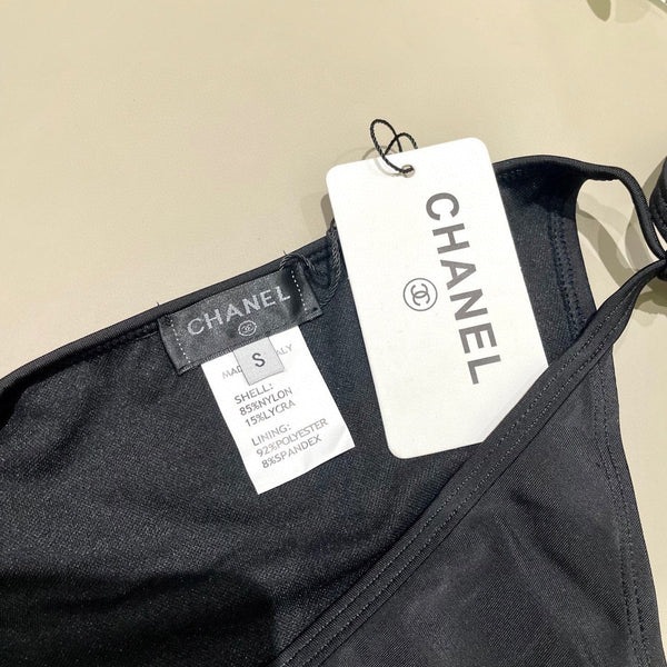 CC BIKINI SWIMSUIT SET IN BLACK EMBROIDERED LOGO 624564