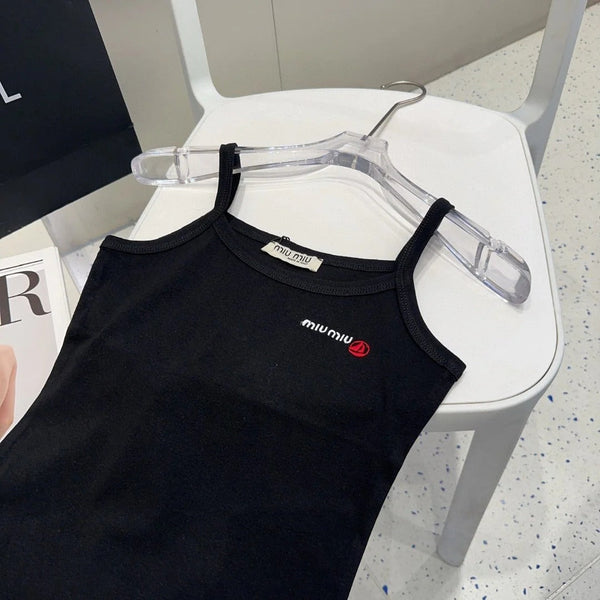 CAMISOLE 613779 IN BLACK COTTON RIBBED