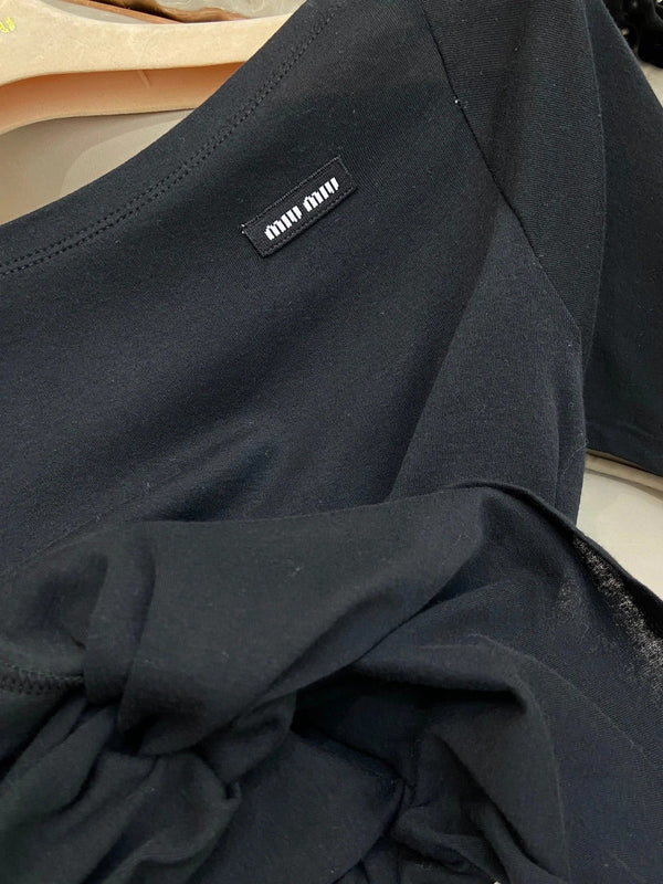 OFF SHOULDER LOGO T SHIRT 25S IN KATUN 266111