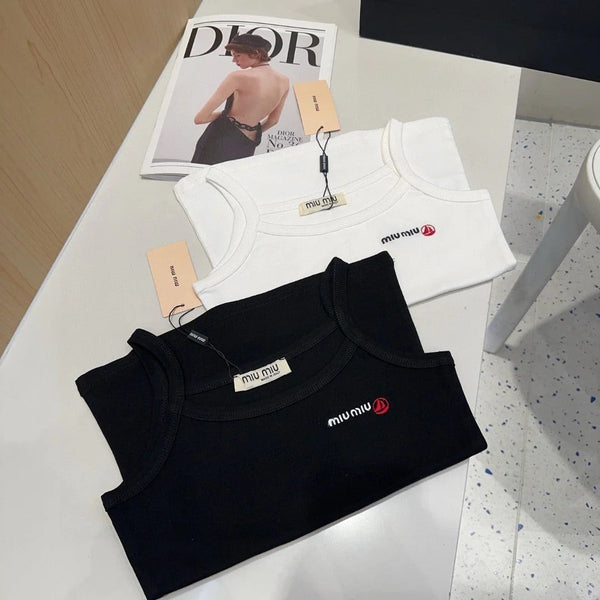 CAMISOLE 613779 IN BLACK COTTON RIBBED