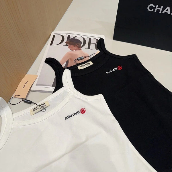 CAMISOLE 613779 IN BLACK COTTON RIBBED