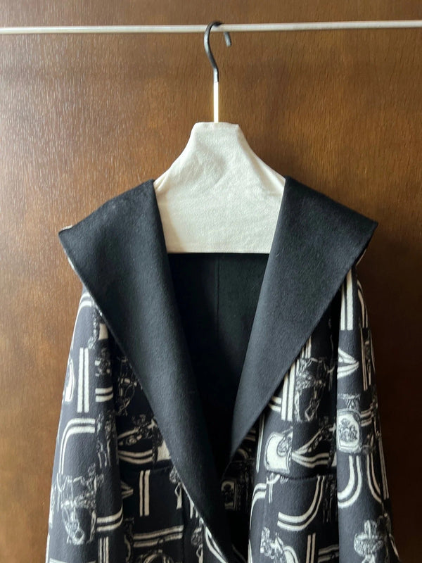 HERMES 25S REVERSIBLE LONG HOODED COAT 047