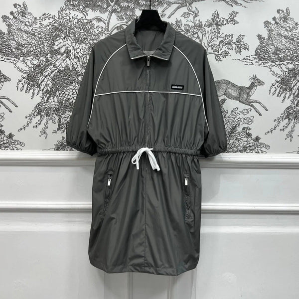MIU 25S HOODED JACKET GREY IN NYLON 263119