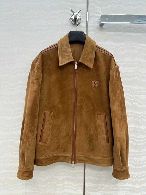 MIUMIU CLASSIC BROWN SUEDE JACKET 276214