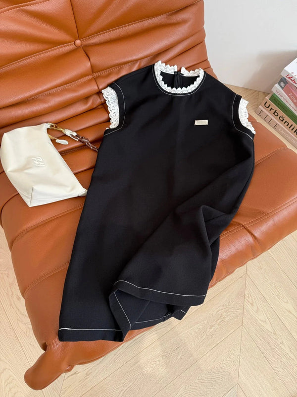 LACE-EMBROIDERED 25S BROAD-SHOULDER DRESS 265767