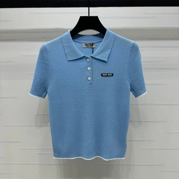 MIUMIU SHORT-SLEEVE KNIT POLO 269421