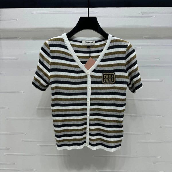 MIUMIU SHORT-SLEEVE KNIT CARDIGAN 274944