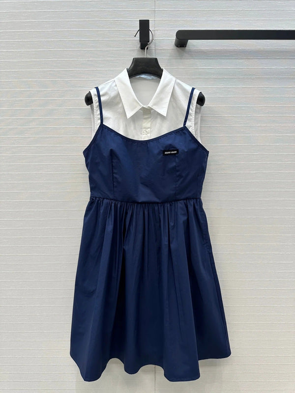 MIUMIU FAUX TWO-PIECE DRESS WITH STRAPS 268351