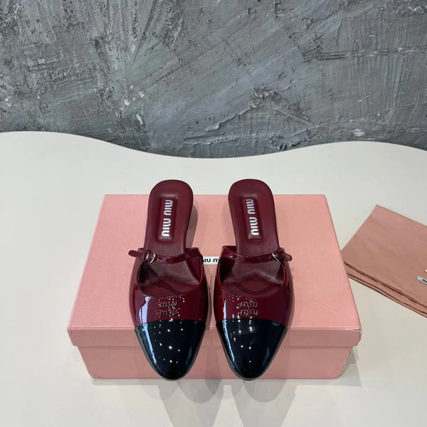 CAP TOE MULES RUBY COLOR SHEEPSKIN