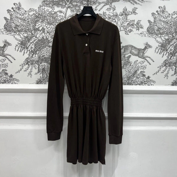 MIU POLO DRESS DARK BROWN 274604
