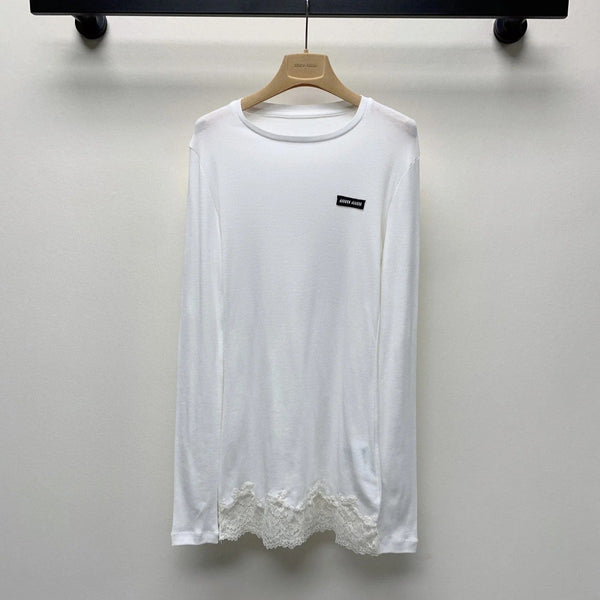 MIUMIU LIGHTWEIGHT BREATHABLE LACE TEE 268130