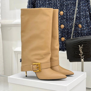 BALMAIN 25S ANTHEM BOOTS IN LIGHT CARAMEL CALFSKIN