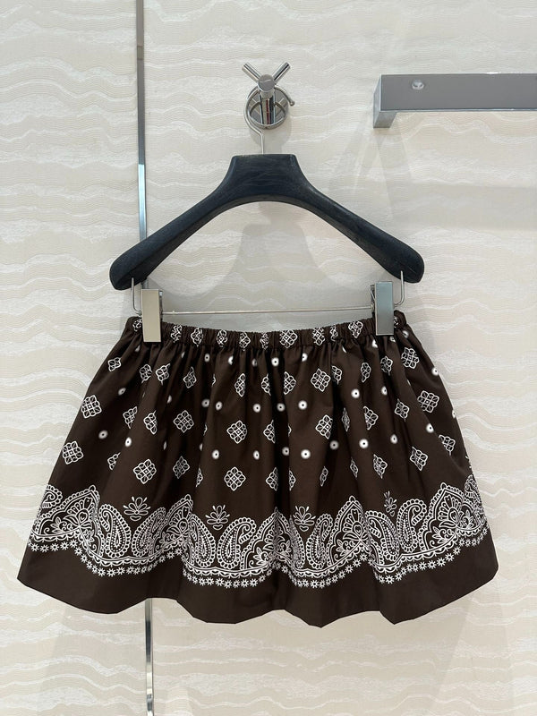 MIUMIU EARTH BROWN PLEATED MIDI SKIRT