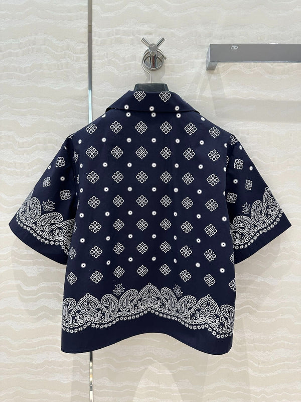 MIUMIU CAMICIA A MANICHE CORTE BLU NOTTE 261480