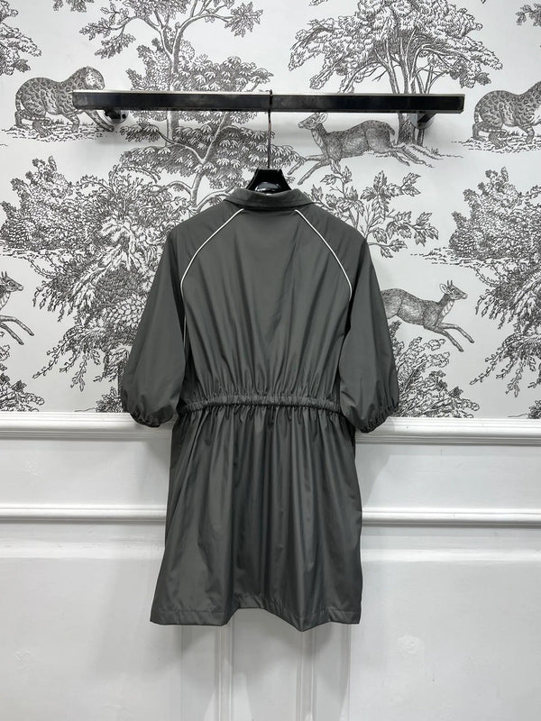 MIU 25S HOODED JACKET GREY IN NYLON 263119