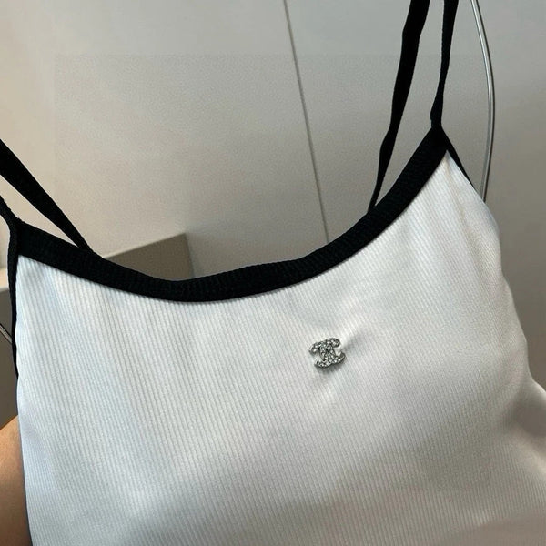 CC BIKINI SWIMSUIT SET IN WHITE AND BLACK TRIM 624530