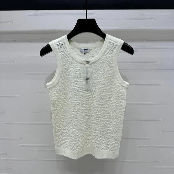 CHANEL SLEEVELESS OPEN-KNIT VEST 274858