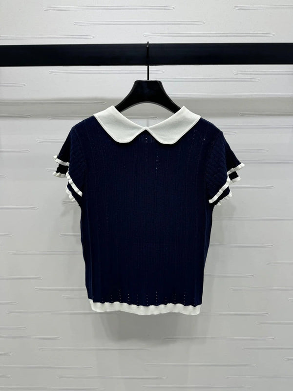 MIUMIU SHORT-SLEEVE PETER PAN COLLAR TOP 274827