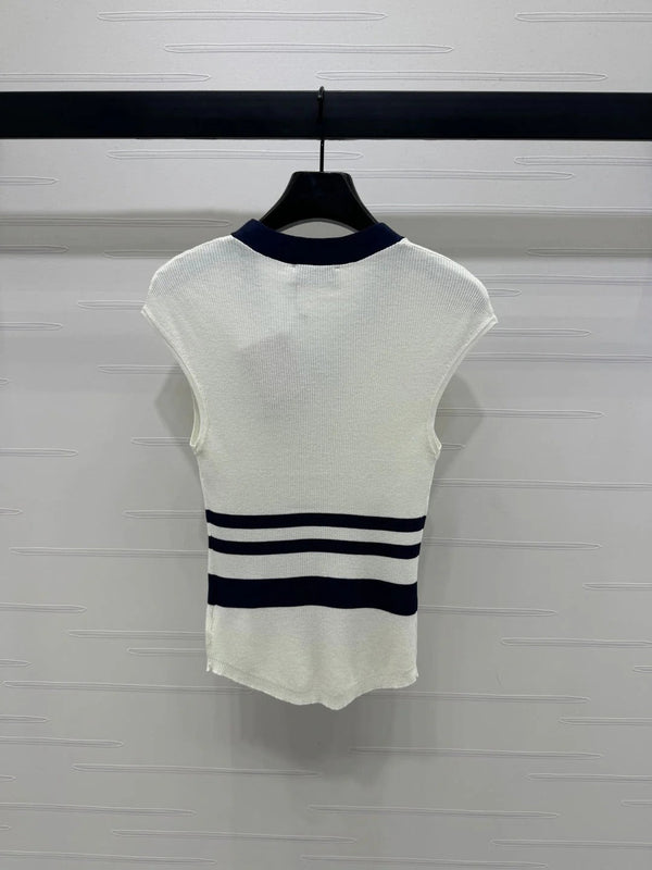 MIU 25S ICE STRIPE KNIT VEST 264114