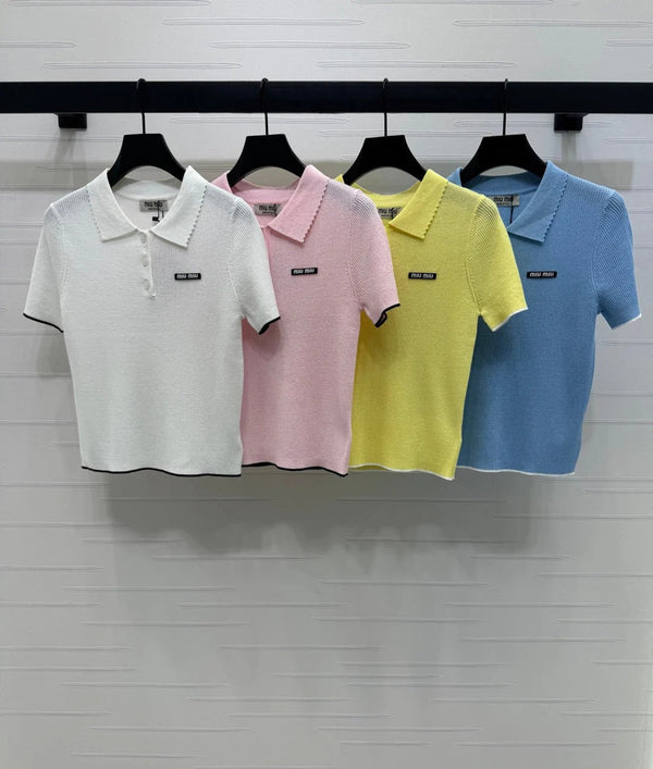 MIUMIU SHORT-SLEEVE KNIT POLO 269424