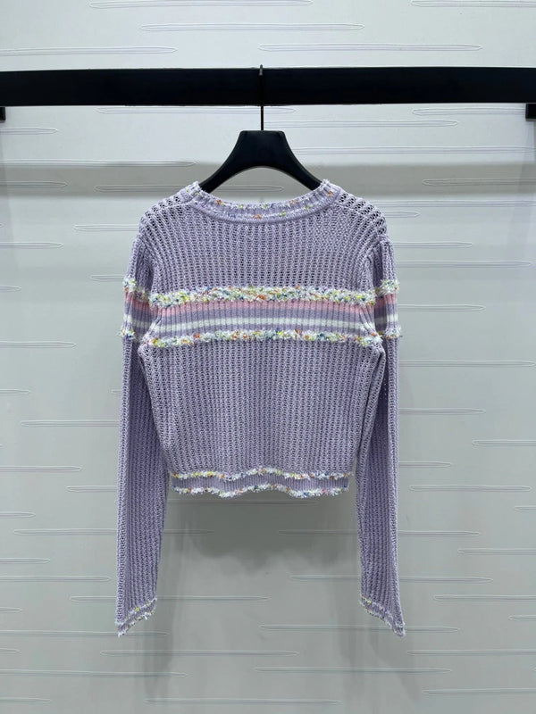 CHANEL 25S LONG SLEEVE OPEN-KNIT SWEATER STYLE 163