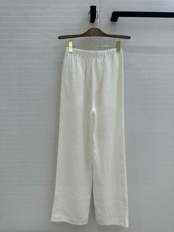 LP STRAIGHT-LEG LINEN PANTS IN WHITE