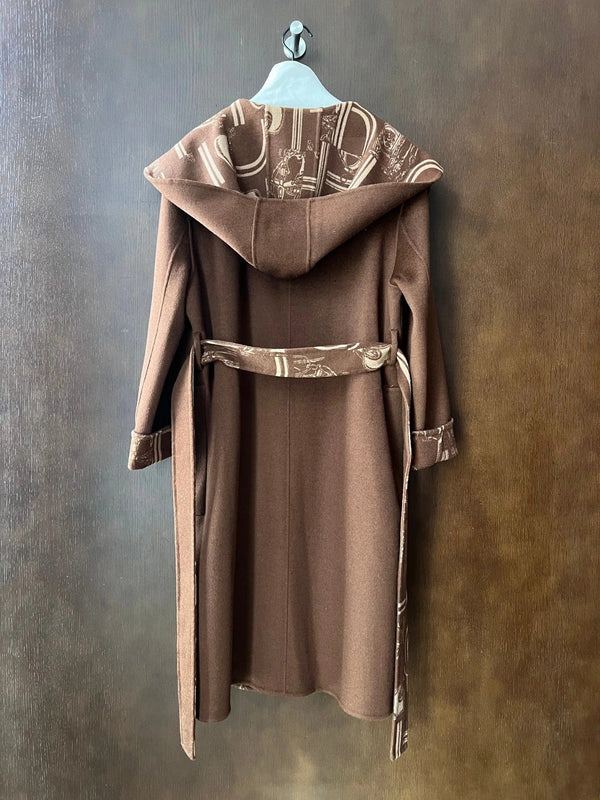 HERMES 25S REVERSIBLE LONG HOODED COAT 048