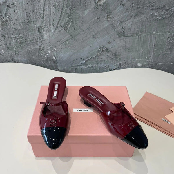 CAP TOE MULES RUBY COLOR SHEEPSKIN