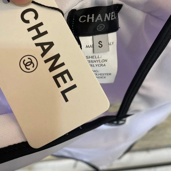 CC BIKINI SWIMSUIT SET IN WHITE AND BLACK TRIM 613724