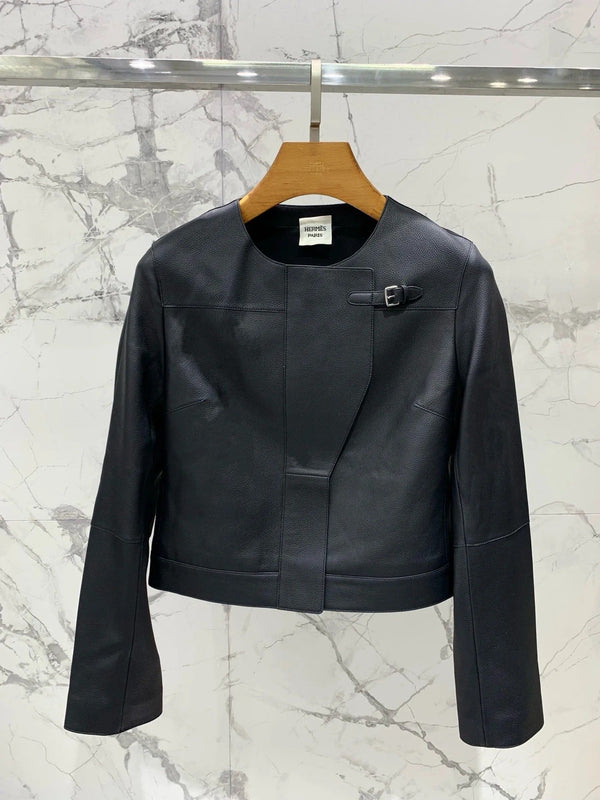 HERMES 25S LEATHER JACKET WITH LEATHER SHORTS