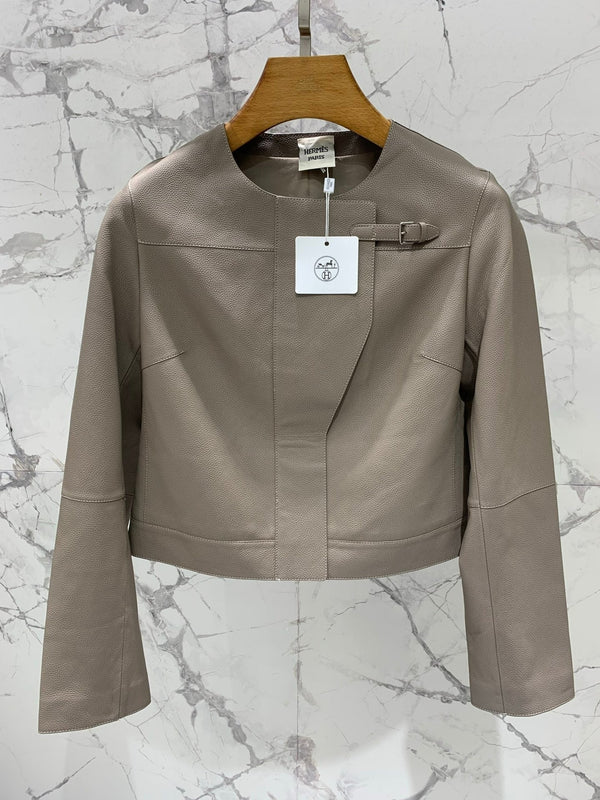 HERMES 25S LEATHER JACKET WITH LEATHER SHORTS