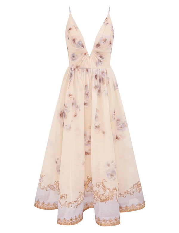 HERMES 25S V-NECK MIDI DRESS 110735