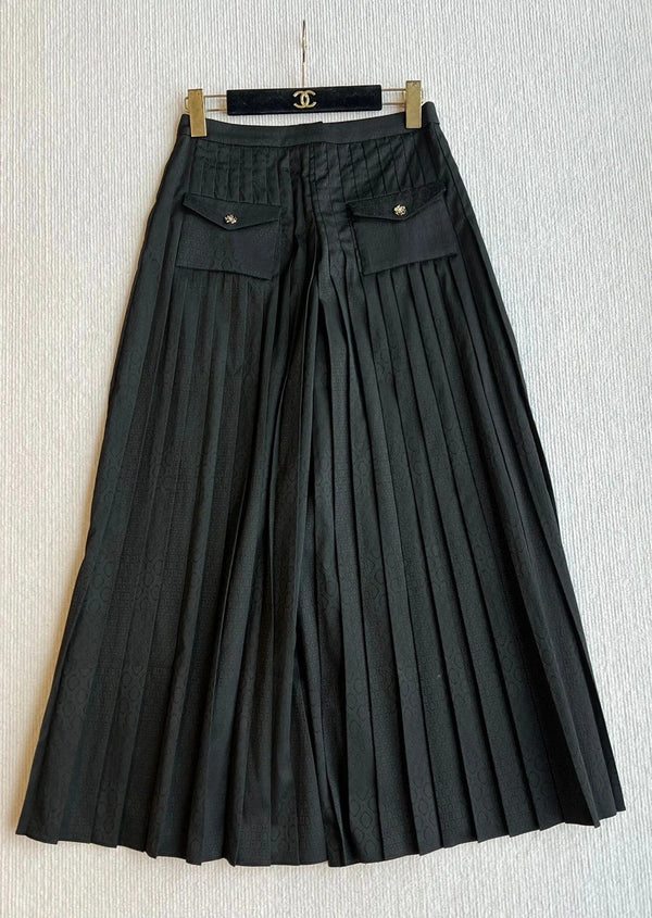 CHANEL PLEATED WIDE-LEG TROUSERS STYLE 30