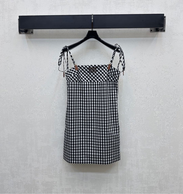 MIU 25S PLAID PINAFORE DRESS 264712