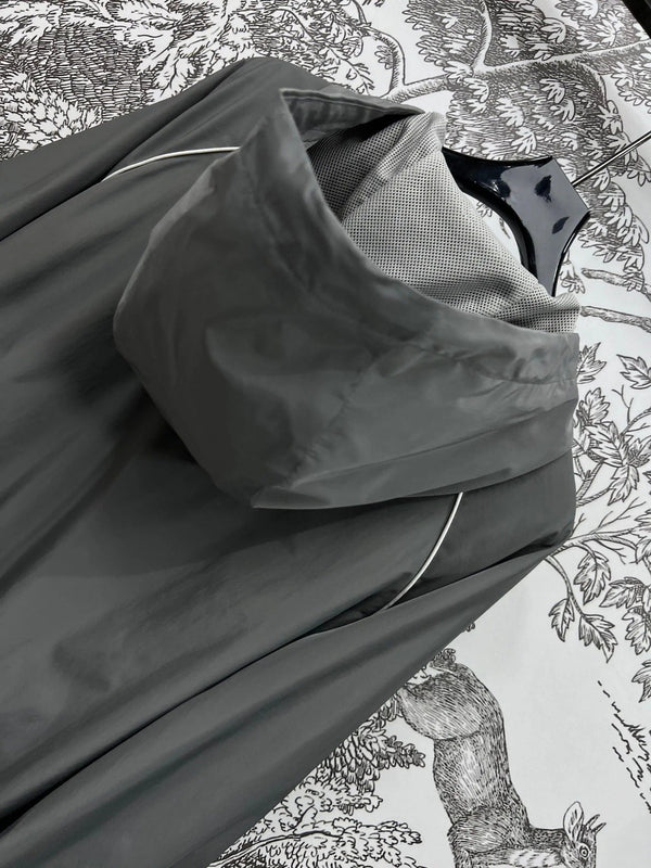 MIU 25S HOODED JACKET GREY IN NYLON 263131