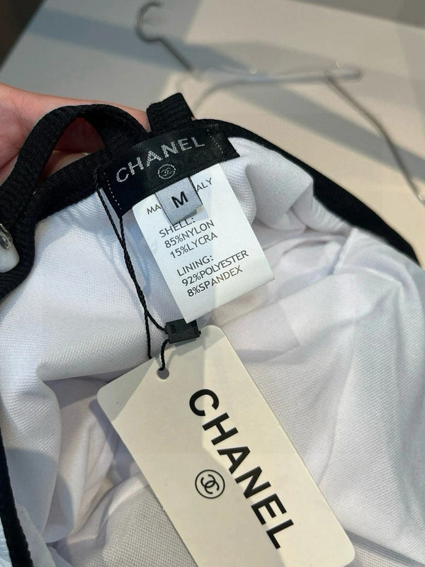 CC BIKINI SWIMSUIT SET IN WHITE AND BLACK TRIM 624530