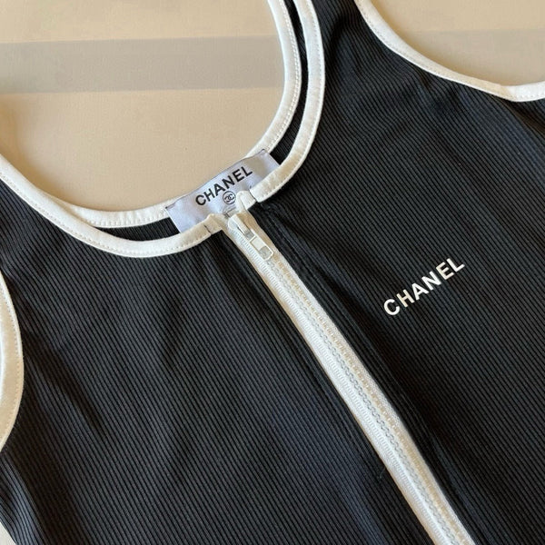 CC BIKINI SWIMSUIT SET IN BLACK AND WHITE TRIM 625973