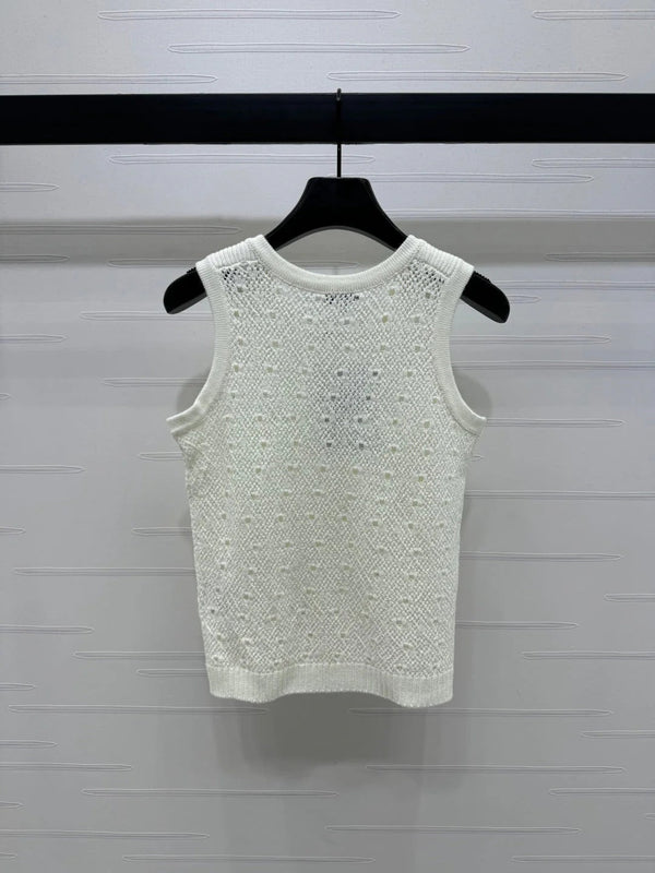 CHANEL SLEEVELESS OPEN-KNIT VEST 274858