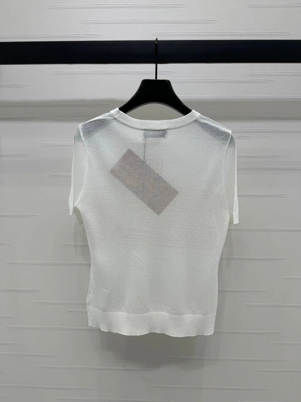 MIUMIU SHORT-SLEEVE EMBROIDERED LOGO T-SHIRT 269462