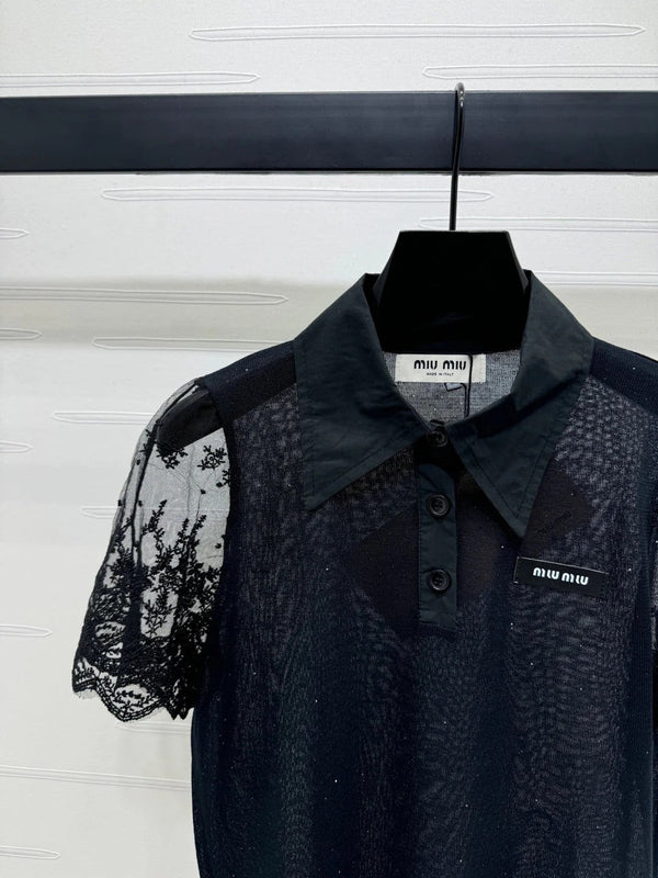 MIU 25S SEE THROUGH COLLAR SHIRT 264112