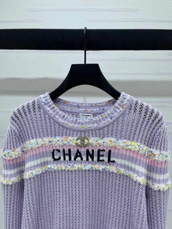 CHANEL 25S LONG SLEEVE OPEN-KNIT SWEATER STYLE 163